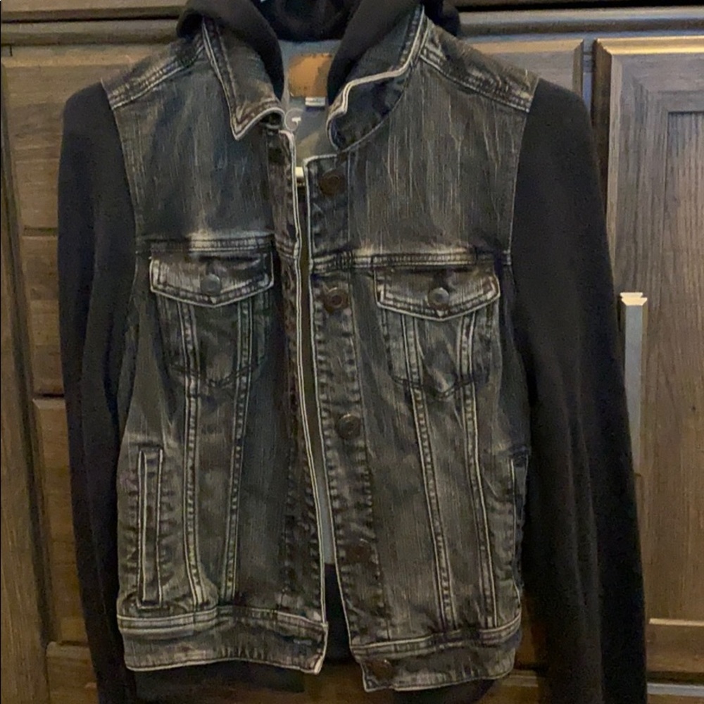 American Eagle , hooded ,Black wash ,Denim Jacket